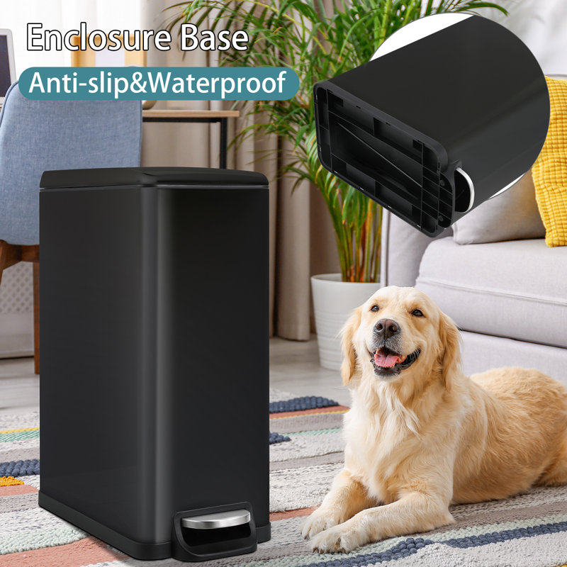 Stainless Steel Step On Kitchen Trash Can - 13.2 Gallons, Black