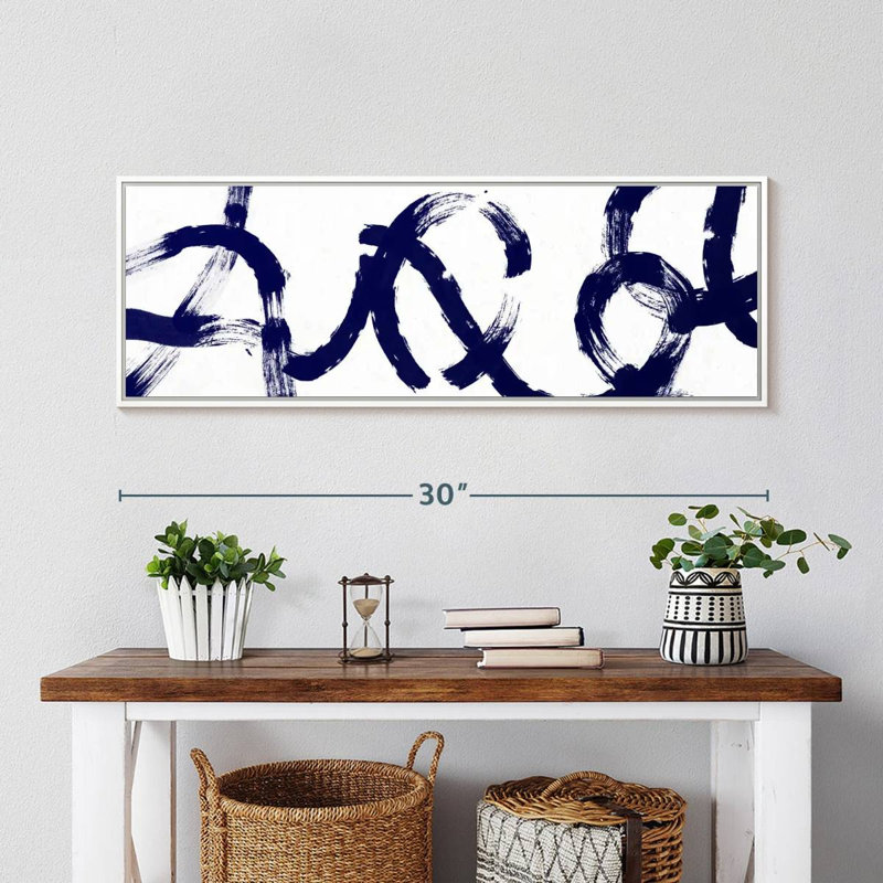 Coups d'un bleu profond, Cadre flottant blanc, 31" X 11"