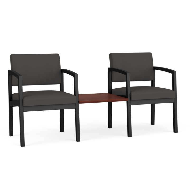 Structure tandem 2 places avec table centrale en acier Lenox, Noir / cerise Canyon, Cerise Canyon
