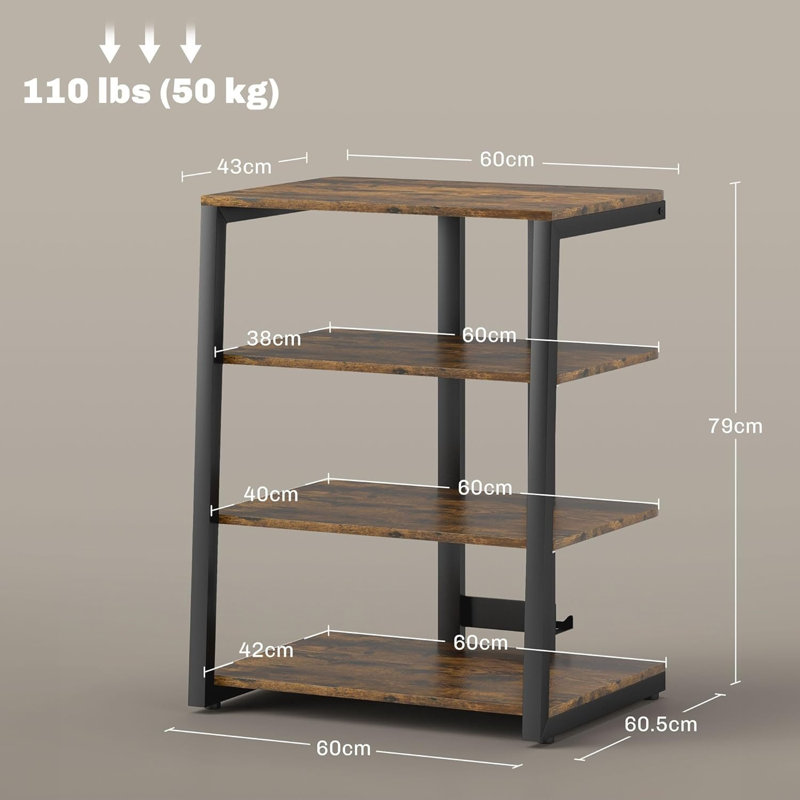 79cm H Media Shelves, Rustic Brown
