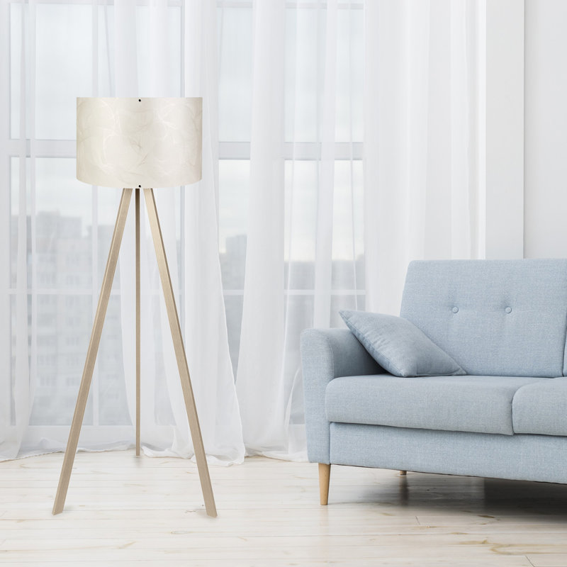 Scandinavian Style Floor Lamp, Beige & Antique, 45.7 x 55.1 inches | 70% MDF & 30% PVC Fabric | E27 Socket (Max 40W), 78.7 inches Cable, On/Off Switch | Modern Design for Living Room & Bedroom Decor
