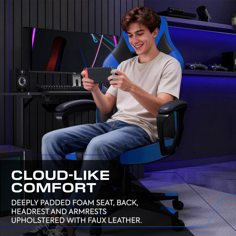 Tempest Ergonomic PC Office Gaming Chair, Blue/Black