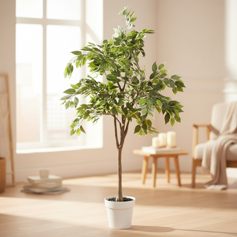 Arbre à fleurs en ficus décoratif blanc 53 po Algreen