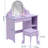 Kids Vanity Set with Lighted Mirror and Stool, Adjustable LED Lights-1375992108