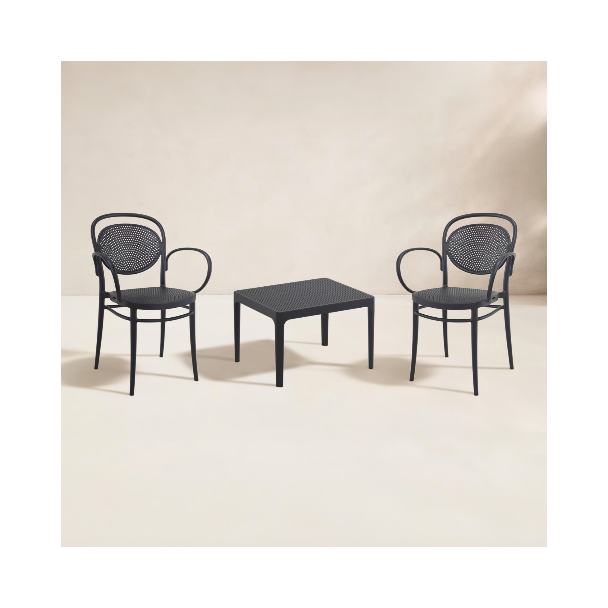 Farrah Marcel Armchair 2 Person Seating Set, Black