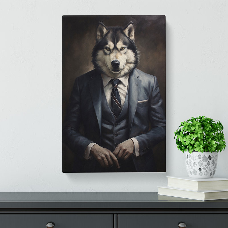 Husky In A Suit Painting No.2 - No Frame Print, 76cm H x 50cm W x 3cm D