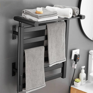 Heated Towel Rail Towel Warmer, Plug Bathroom Electric Towel Rack Warmer Stainless Steel Heated Towel Dryer Waterproof Bath Heater Shelf