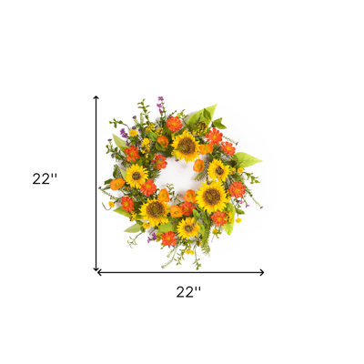 Couronne de tournesol 22 po vert et jaune