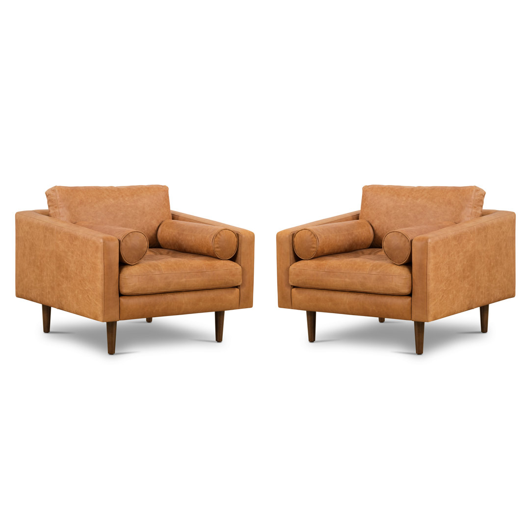 Napa Full-Grain Genuine Leather Lounge Chair (Set of 2) Poly & Bark 