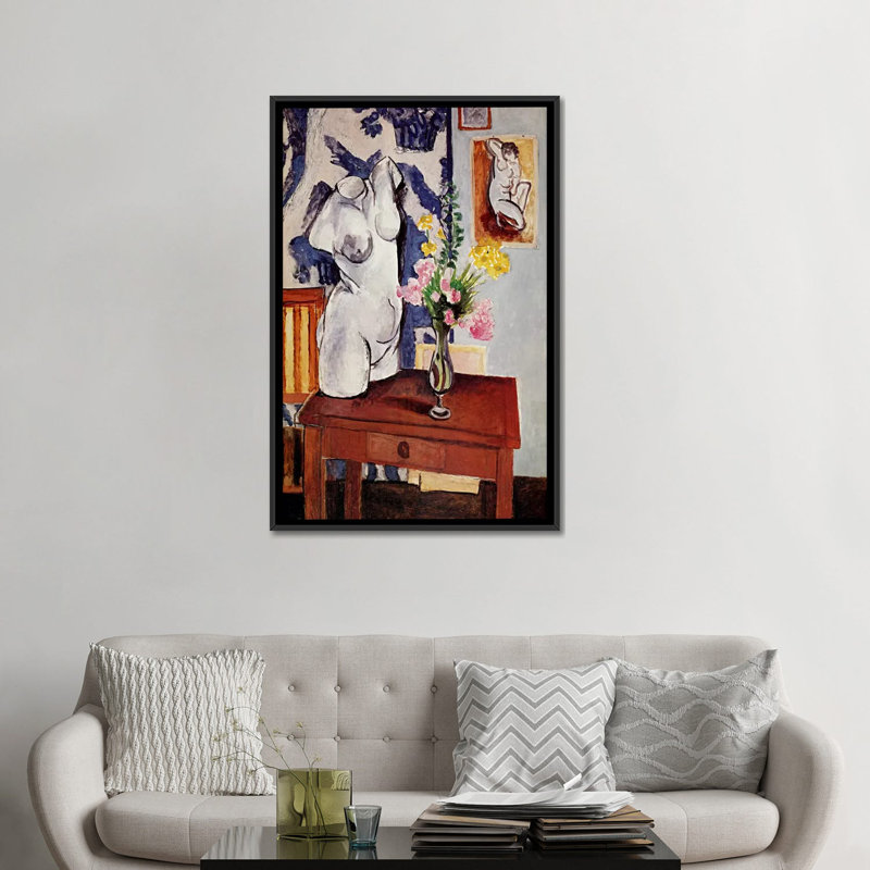 «Plaster Torso and Bouquet of Flowers» par Henri Matisse, reproduction d'art sur toile, H 26 po x l 18 po x P 1,5 po