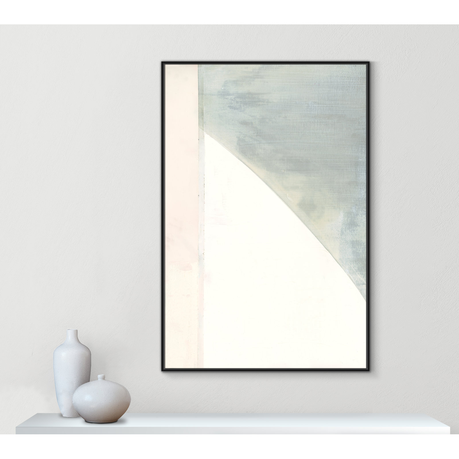 Alexandria "In Neutral I" Painting by Cartissi, 61.5" H x 41.5" W x 2" D, Black Framed Canvas