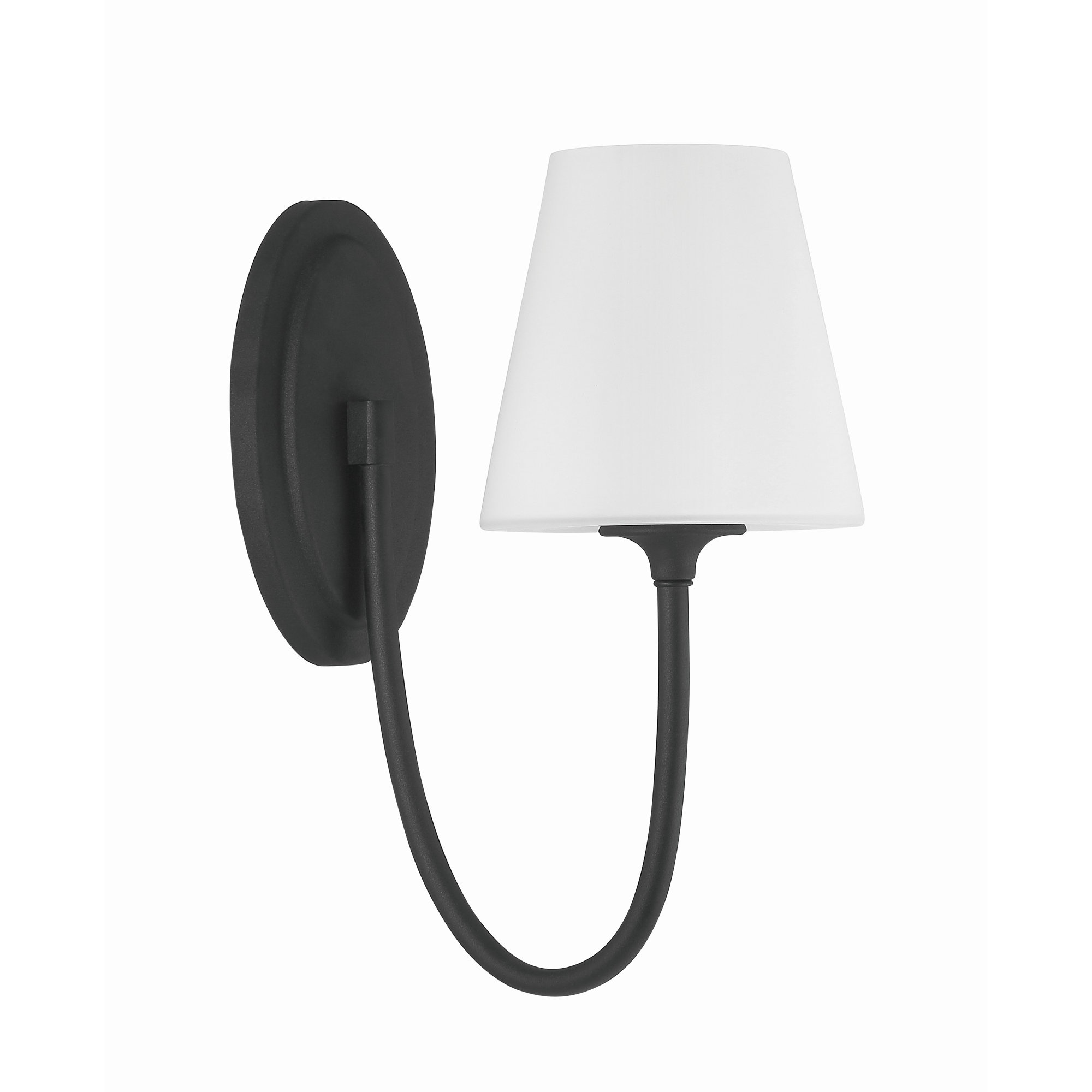 Margarett Single Light Glass Dimmable LED Armed Sconce, Black Forged