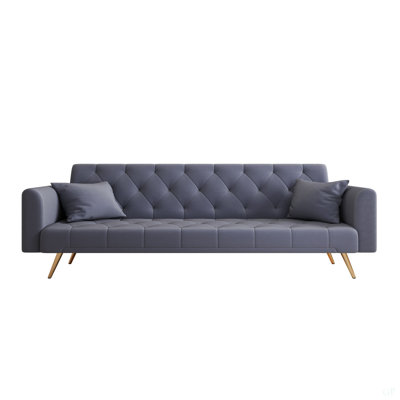 71-Inch Convertible Love Seat Sofa, American Vintage Grey Velvet Material, Suitable For Small Living Room, Bedroom, Office