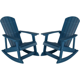 Outdoor Adirondack Rocking Chair HIPS All Weather Oversized Plastic Patio Chair Rocker(Two Sets)