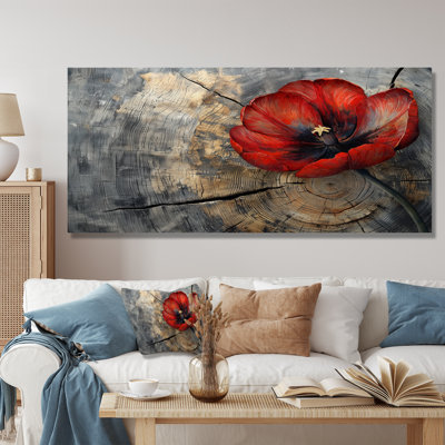 «Jacent Abstract Vivid Tulips Wood Slide - Tulips», art mural