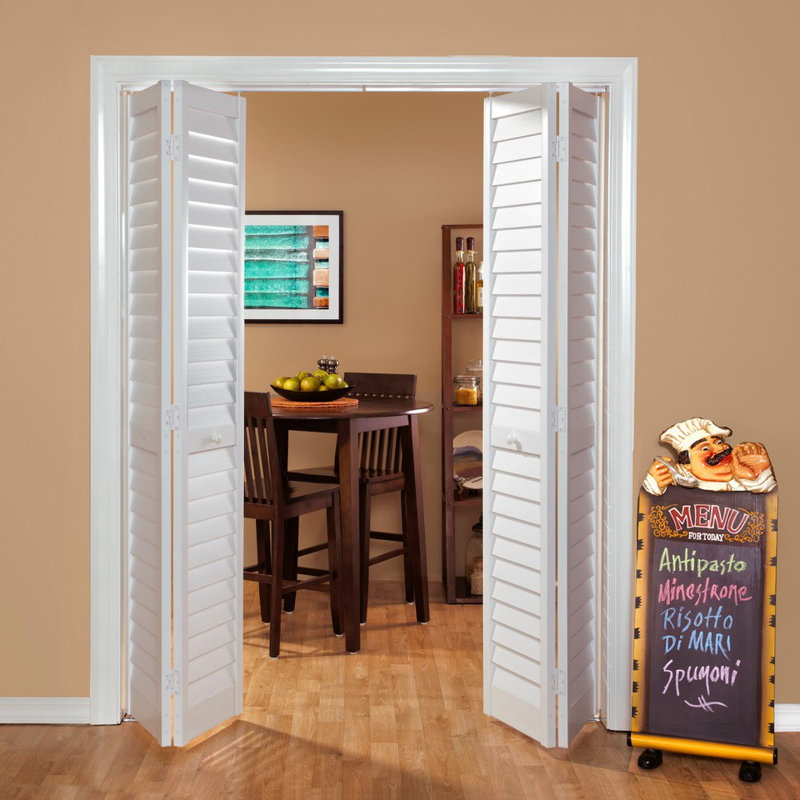 Louvred PVC/Vinyl Bi-Fold Door, 18" x 80", White