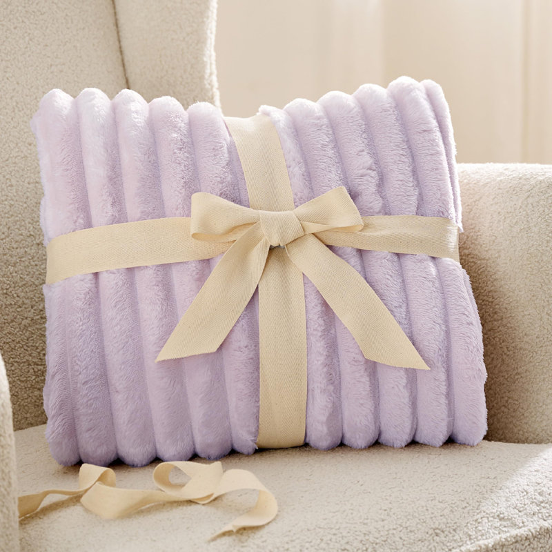 Bedsure Throw Flannel Fleece Blanket for Girls, 300 GSM Soft and Cozy Blanket for Dorm & Home Decor, Lavender Fog, All-Season Gift