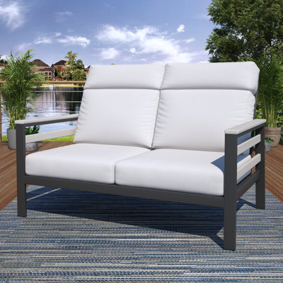 Causeuse d'extérieur en métal avec coussin Sunbrella Townsend