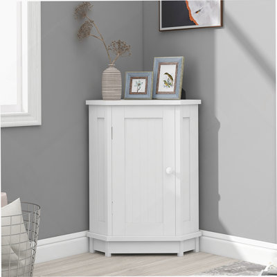 Armoire de salle de bain, armoire de rangement de coin triangulaire avec tablette réglable