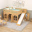 Lit mezzanine en bois avec escalier de rangement, garde-robe et glissade-574022104-574022107