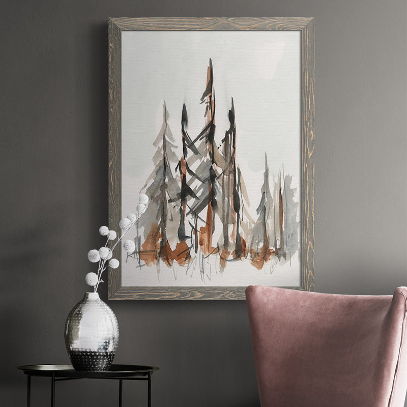 Rustic Evergreen II, reproduction d'art sur toile, H 37,5 po x l 27,5 po x P 1 po, gris