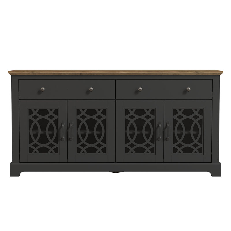 Tottenham Basilico 2 Piece Modern Sideboard And Coffee Table Set, Knotty Oak, Black