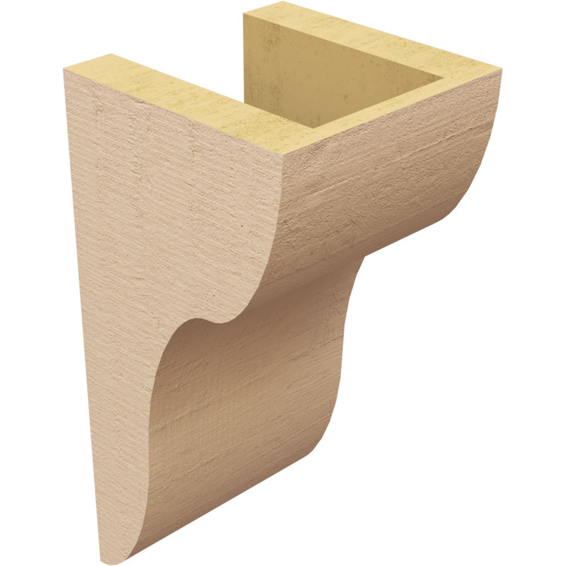 5"W x 5"D x 10"H Carmel Rough Cedar Woodgrain TimberThane Corbel, Primed Tan, 10" H x 5" W x 5" D