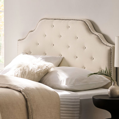 Tête de lit pour grand lit, revêtement en tissu, bouton avec décoration de point de diamant moderne, têtes de clou élégantes pour un design de chambre à coucher élégant,