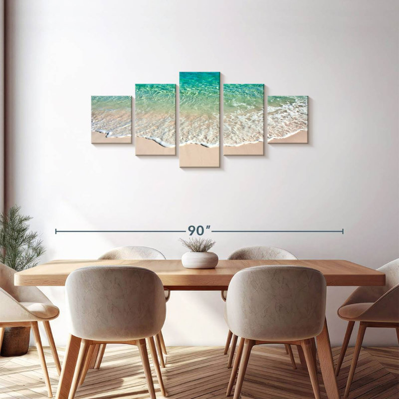 Vagues bleu azaline, H 30 po x l 68 po