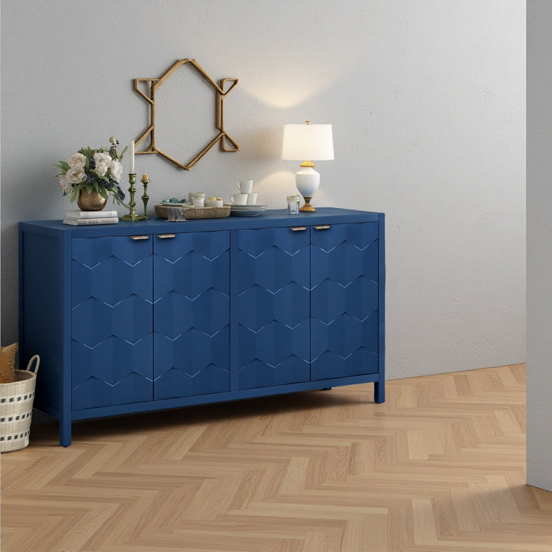 4-Door Storage Accent Cabinet Sideboard, Navy