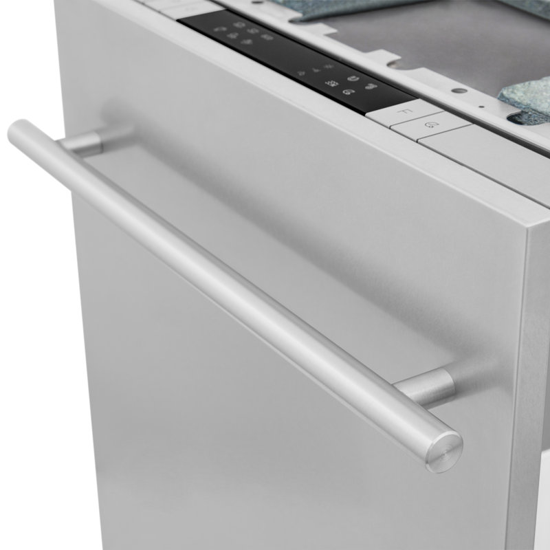 ZLINE 18 in. Compact Top Control Built-In Dishwasher with Stainless Steel Tub and Modern Style Handle, Blue Gloss, Modern