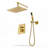 10 inch Gold Brass Ceiling Mounted Shower System Combo Set with Handheld Shower Head