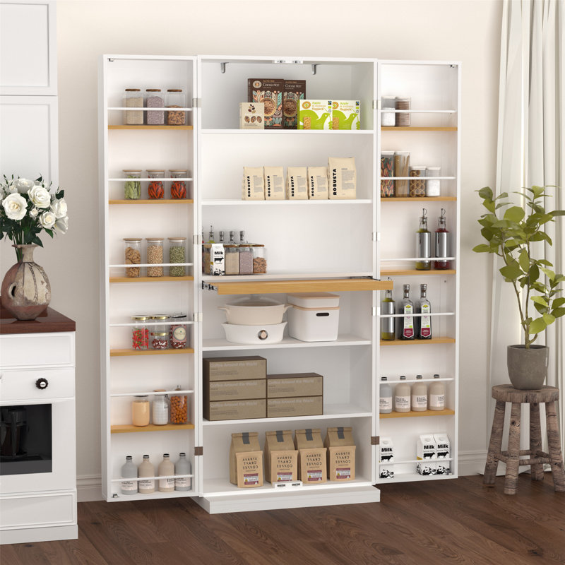 Armoire de cuisine autoportante avec tablettes et portes réglables, idéale pour un rangement efficace et une esthétique moderne dans n'importe quelle pièce