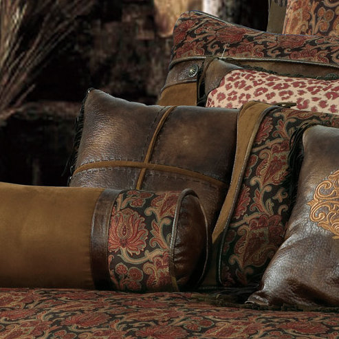 Austin Fringed Faux Leather Reversible Throw Pillow