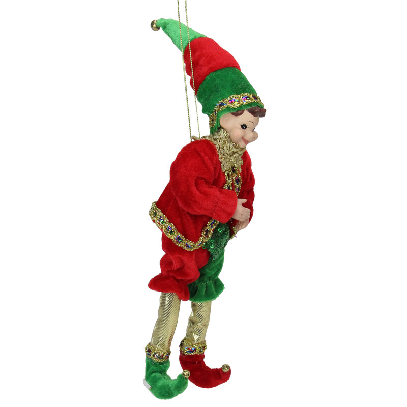 Ornement de Noël 12 po pliable rouge et vert dans un costume