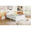 Lit double pour enfants, lit plateforme double en bois avec tête et pied de lit-309256498-309256499