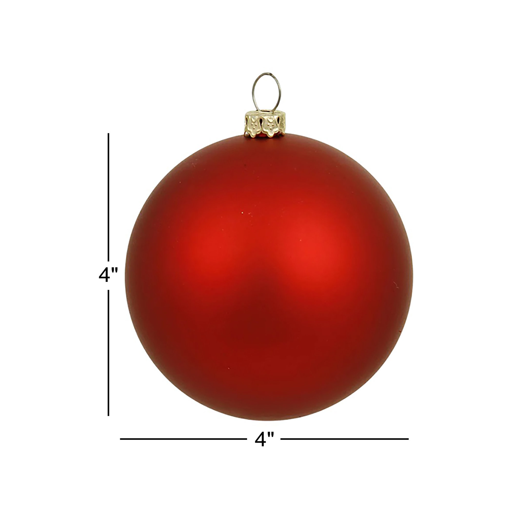 Holiday Décor Ball Ornament, Red Hot, 4" H x 4" W x 4" D