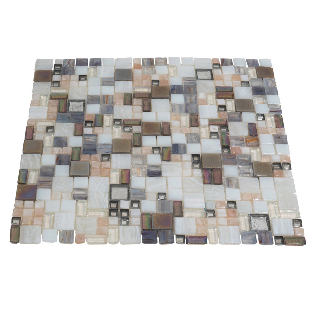 13" x 13" Straight Edge Glass Mosaic Wall & Floor Tile Apollo Tile 