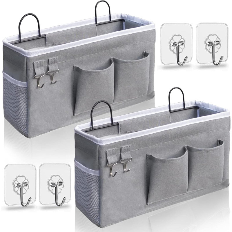 2 paniers suspendus pour l'organisation, panier de rangement mural en tissu, organisateur mural pour placard, cuisine, chambre à coucher, bureau, camping-car, vestiaire (gris)