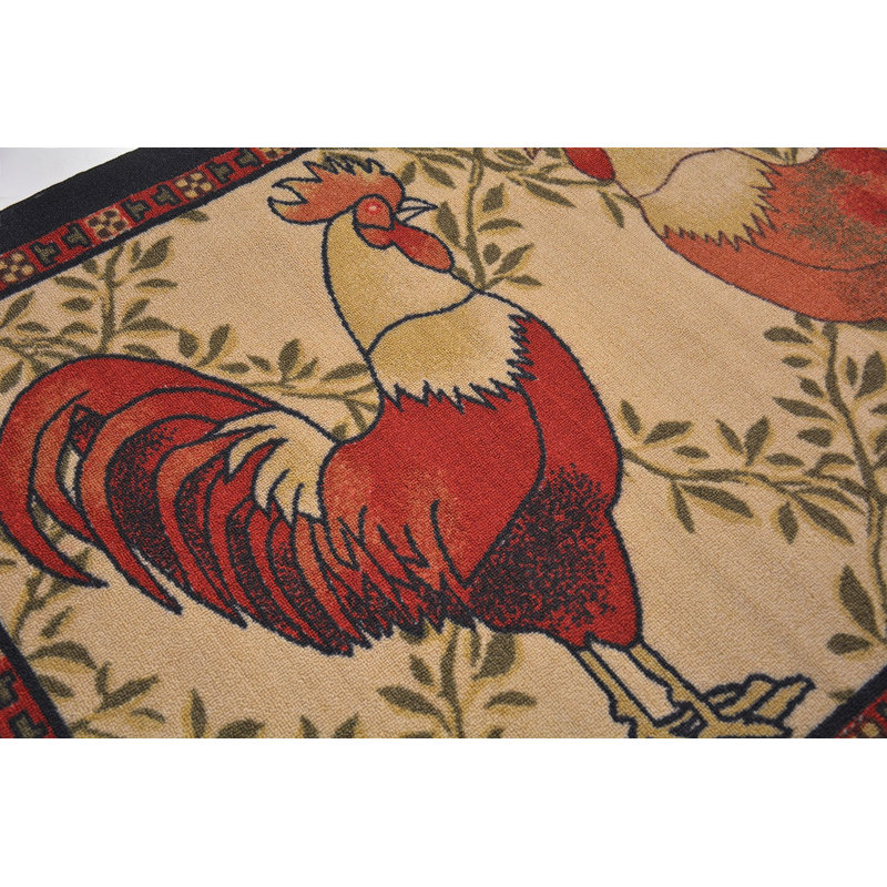 Cyra Farmhouse / Country Animal Print Synthetic Water Resistant Non-Skid Kitchen Mat, Rectangle 36" x 60"