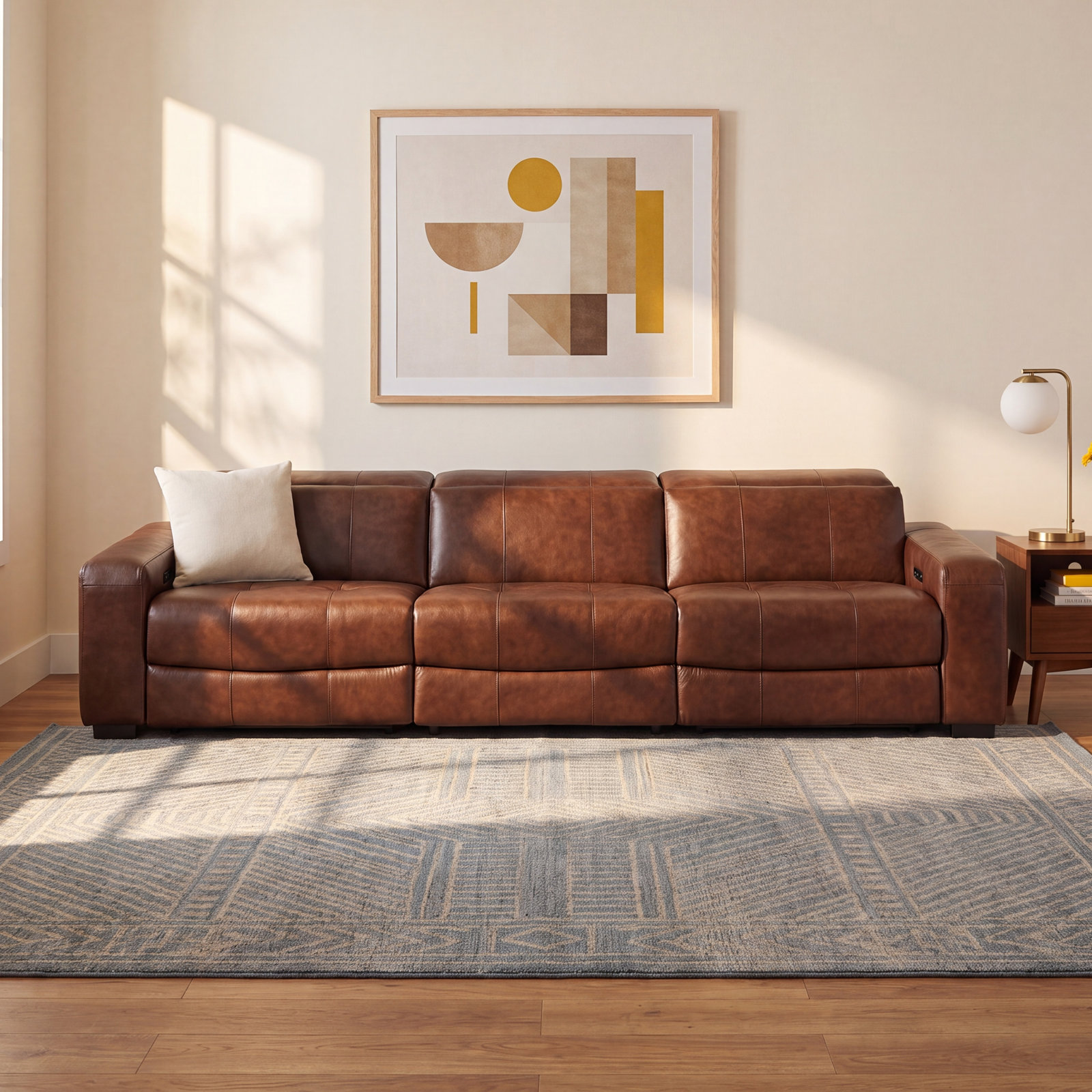 Rossi 126" Genuine Leather Modular Sofa