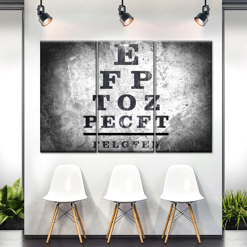 Optometry " Optometry Test " by NoirFontistry 3 - Pieces, 38" H x 24" W x 1.25" D