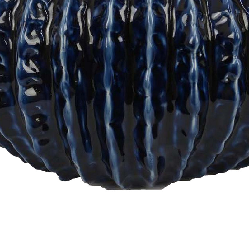 Pot à fleurs rond en céramique lustrée 13 po Harry, Bleu