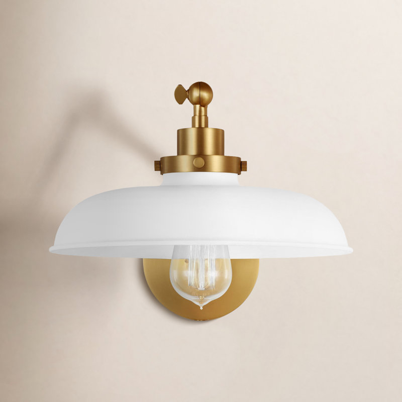 Wellfleet 1 - Light Armed Sconce, Burnished Brass, Matte White