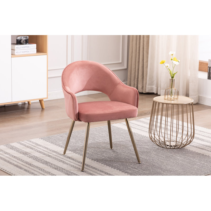 45.49cm H Velvet Upholstered Armchair, Rose