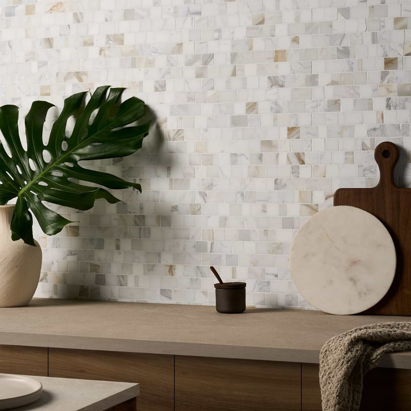 Ornate 12 In. X 12 In. Hand Clipped Joint Honed Marble Mosaic Floor And Wall Tile (5 Sq. Ft. / Sheet), Calacatta Gold