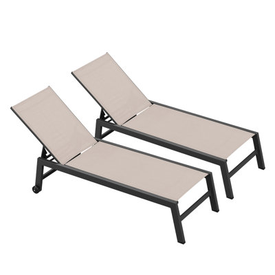 Willbourn Outdoor Rust-Resistant Metal Chaise Lounge with Table