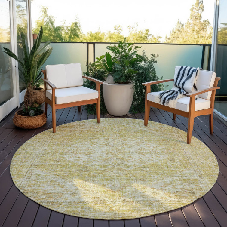 Machine Washable Indoor/Outdoor Chayden ACN1104 Gold Rug