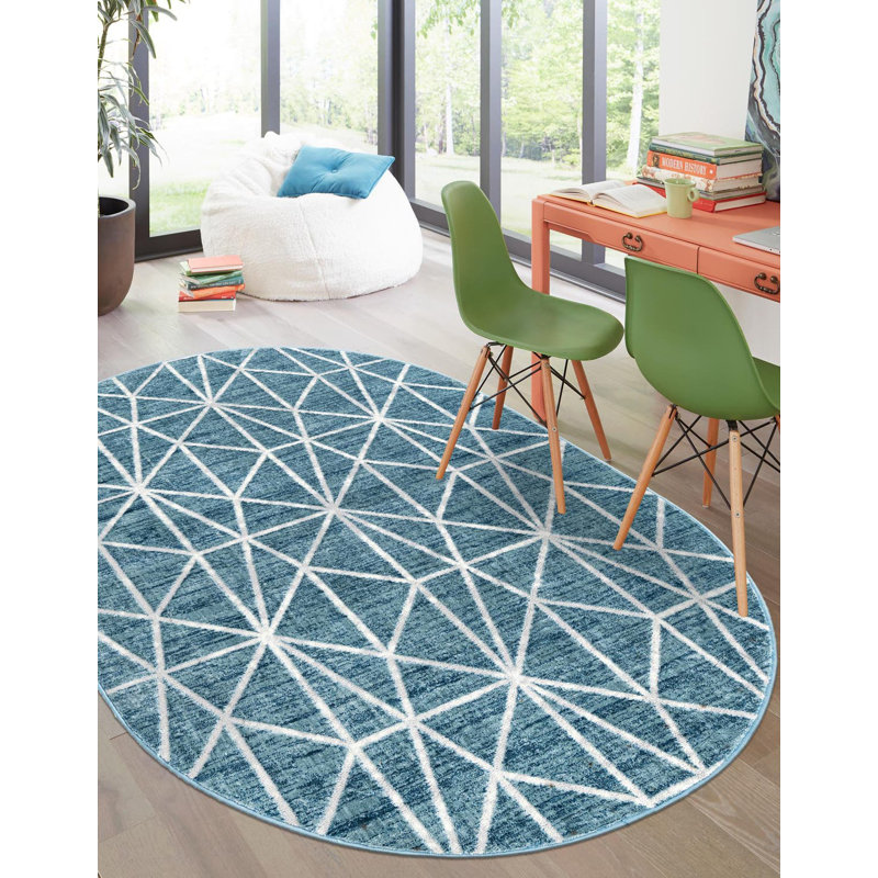 Jantsen Geometric Indoor Rug, Oval 5'3" x 8'
