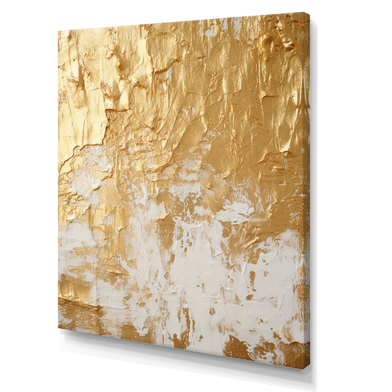 Gentle Abundance Retro Gold Abstract I - Peinture abstraite, art mural, H 40 po x l 30 po x P 1,5 po, Toile tendue